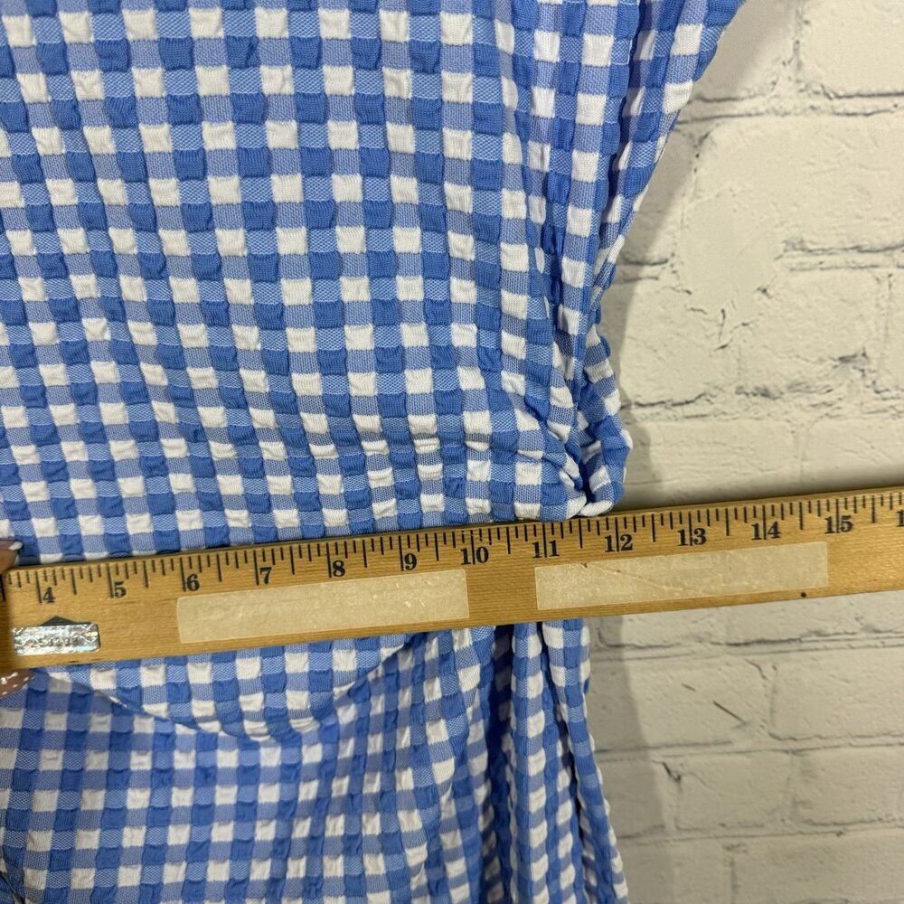 Tanya Taylor Textured Gingham Dress Womens Medium Blue White Check Knit Midi - Picture 5 of 13